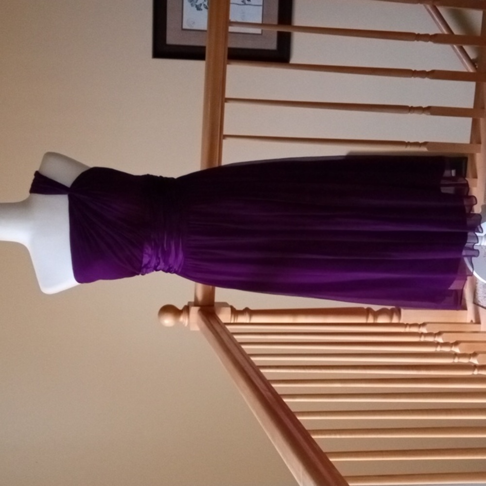 Maggy London silk one shoulder lined maxi holiday cocktail party evening dress
